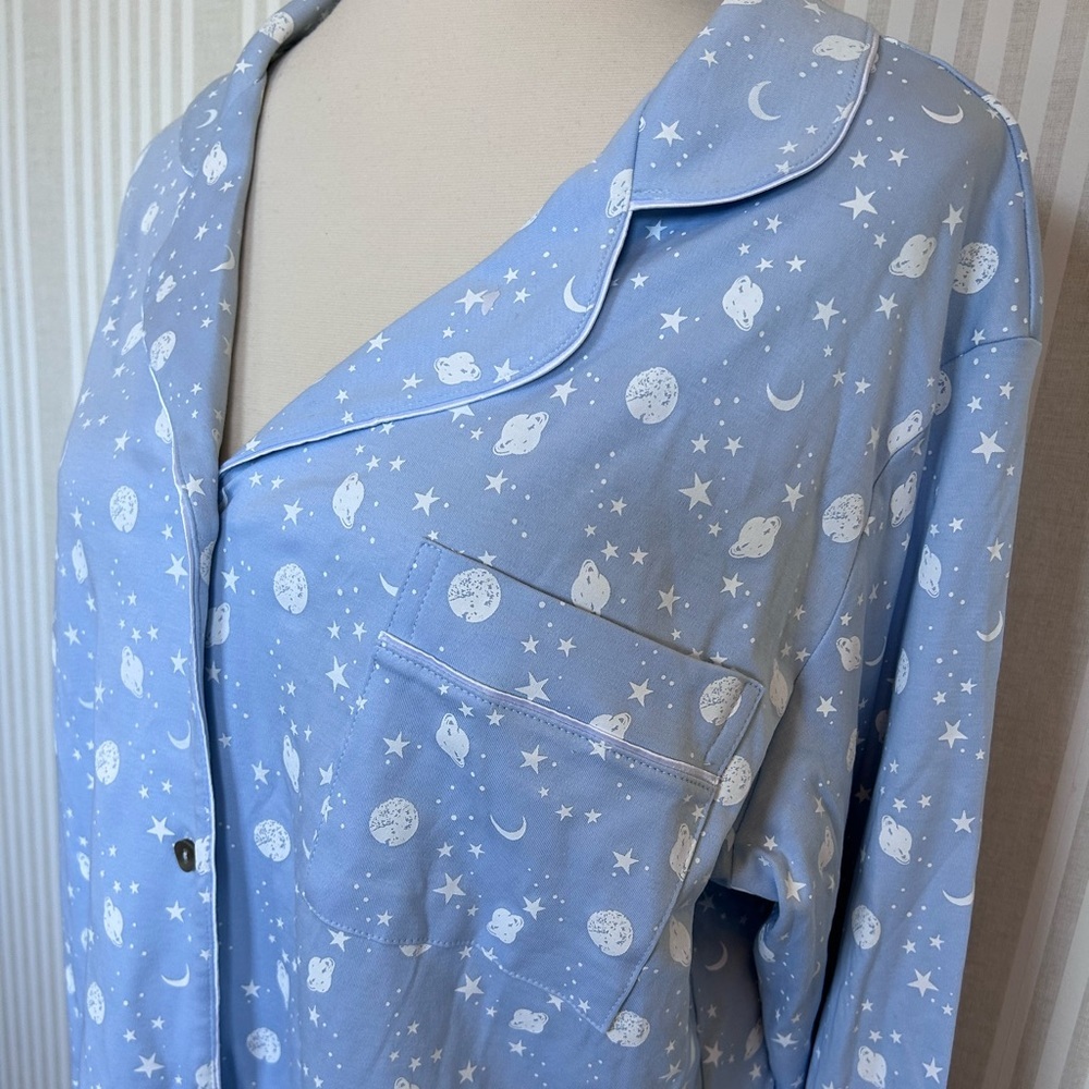 NWT COTN 100% Pima Cotton Women’s Nightgown Size Large Celestial Moon Stars - Picture 4 of 7